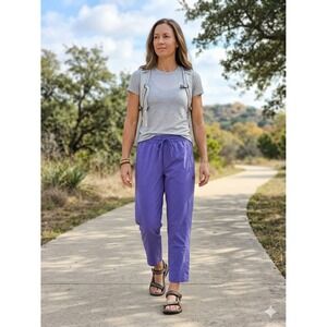 Athleta Purple Cropped Straight Leg Pants 12 Large Hiking Travel Athleisure Golf